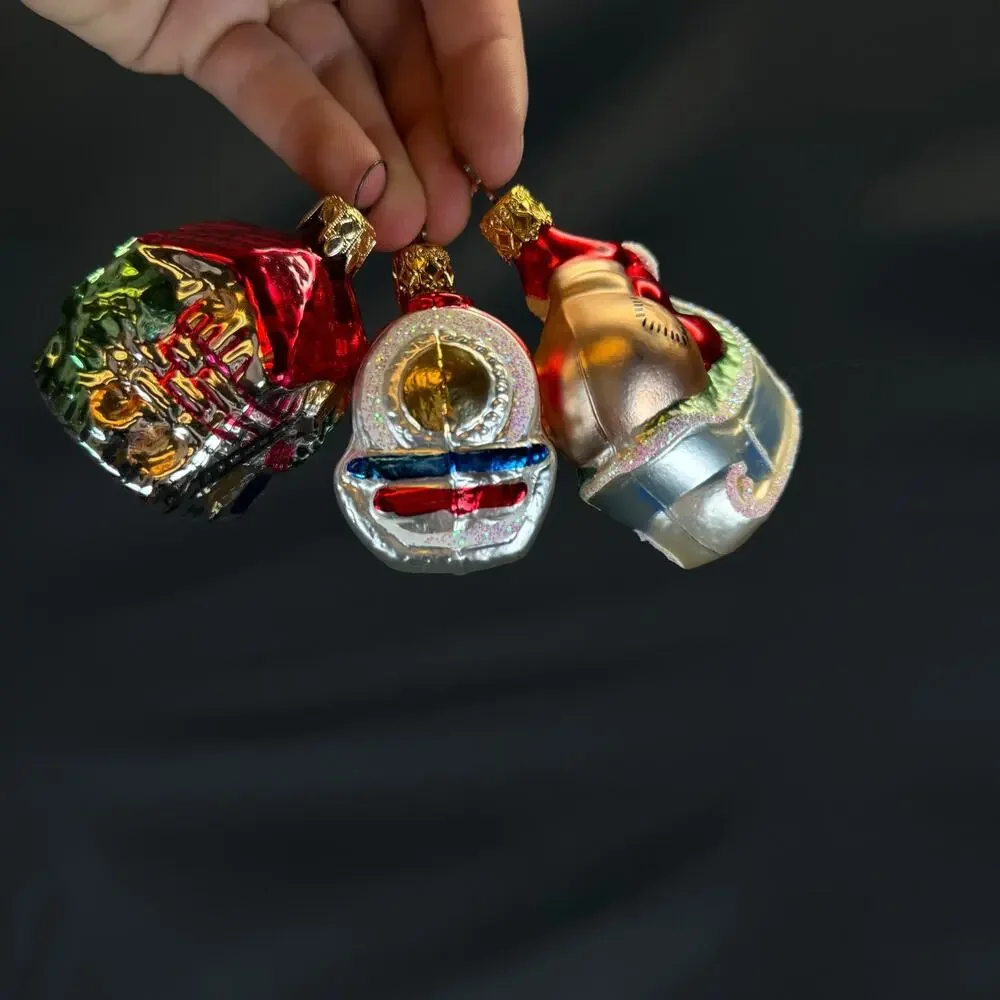 3x vintage Old World Christmas tree Ornaments Santa Sleigh House train w Box